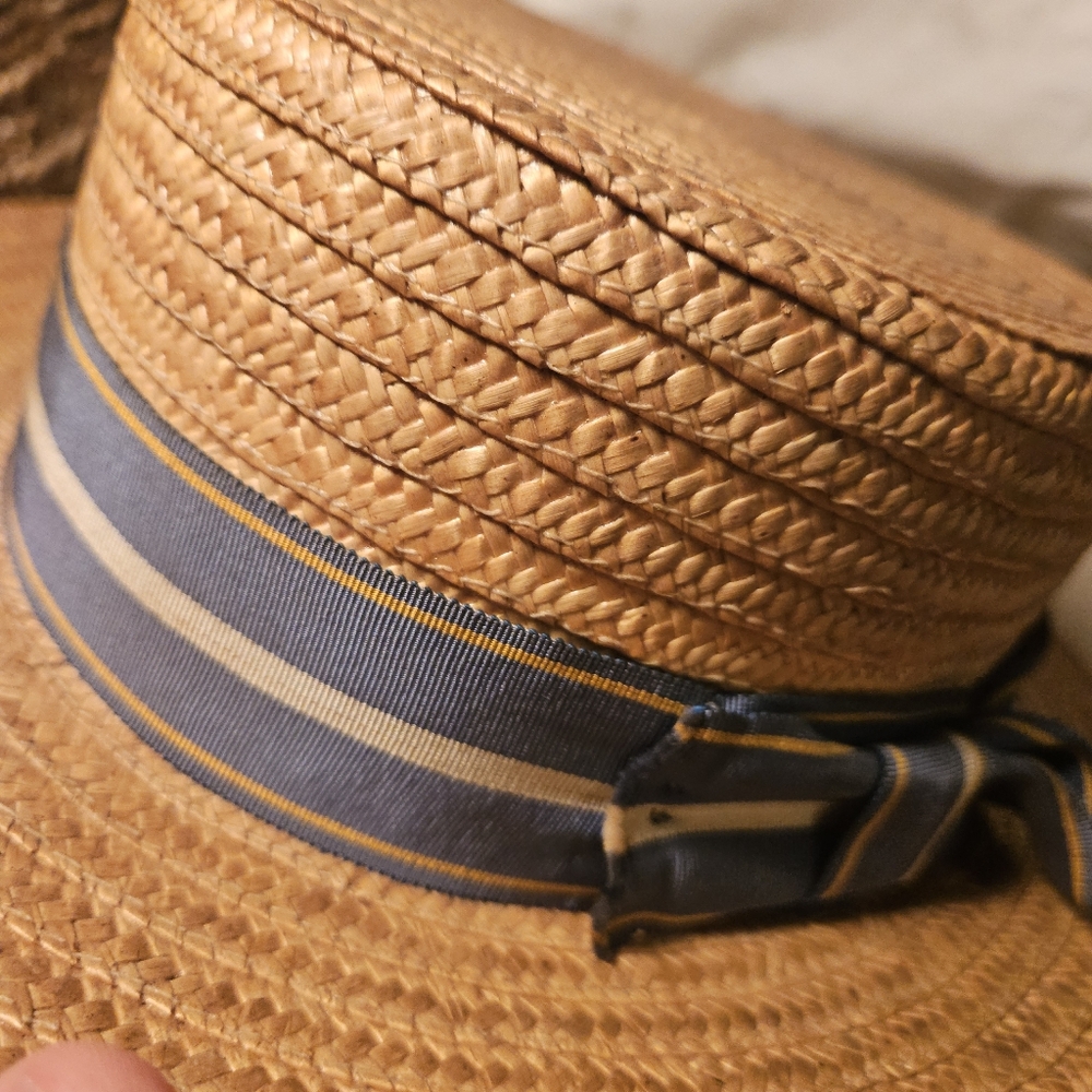 Antique 1920s Strawer Boater Hat By Normoyle Durban